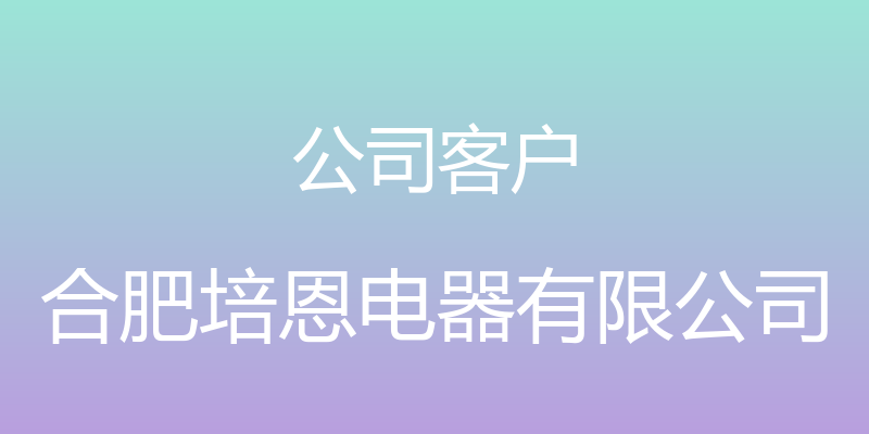 公司客户 - 合肥培恩电器有限公司